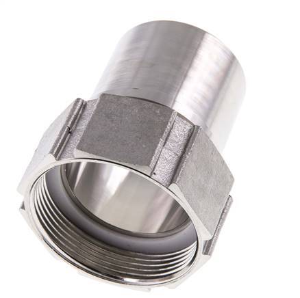 50 mm (2'') & G2'' Acier inoxydable 1.4401 Barb à tuyau Écrou-union Joint plat PTFE Colliers de securite EN 14420-5 (DIN 2817)