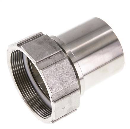 63 mm (2-1/2'') & G2-1/2'' Acier inoxydable 1.4401 Barb à tuyau Écrou-union Joint plat PTFE Colliers de securite EN 14420-5 (DIN 2817)