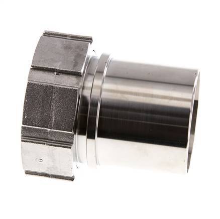 63 mm (2-1/2'') & G2-1/2'' Stainless Steel 1.4401 Hose Barb Union Nut Flat Sealing PTFE Safety collars EN 14420-5 (DIN 2817)