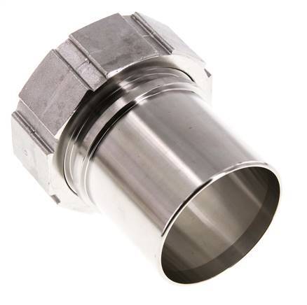 63 mm (2-1/2'') & G2-1/2'' Acier inoxydable 1.4401 Barb à tuyau Écrou-union Joint plat PTFE Colliers de securite EN 14420-5 (DIN 2817)