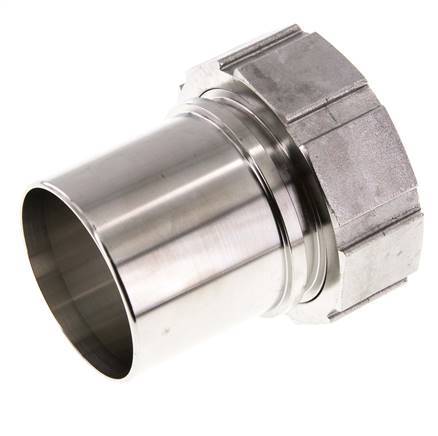 63 mm (2-1/2'') & G2-1/2'' Acier inoxydable 1.4401 Barb à tuyau Écrou-union Joint plat PTFE Colliers de securite EN 14420-5 (DIN 2817)