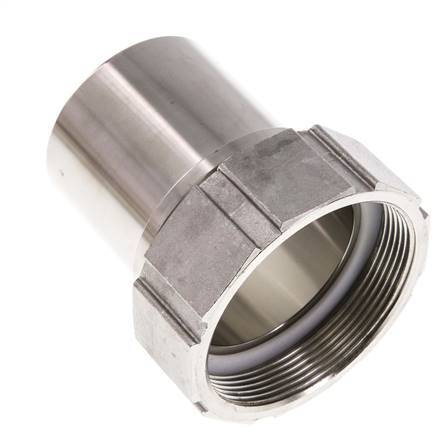 63 mm (2-1/2'') & G2-1/2'' Acier inoxydable 1.4401 Barb à tuyau Écrou-union Joint plat PTFE Colliers de securite EN 14420-5 (DIN 2817)