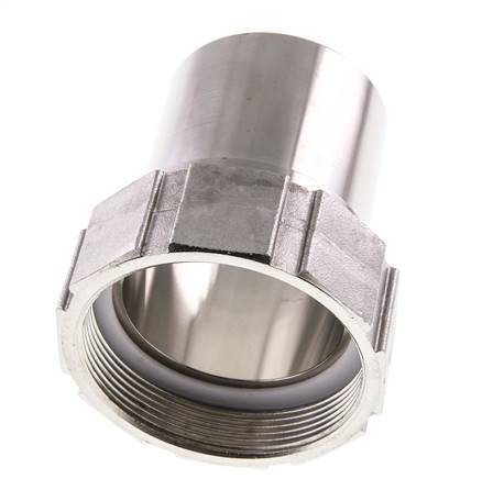 63 mm (2-1/2'') & G2-1/2'' Acier inoxydable 1.4401 Barb à tuyau Écrou-union Joint plat PTFE Colliers de securite EN 14420-5 (DIN 2817)