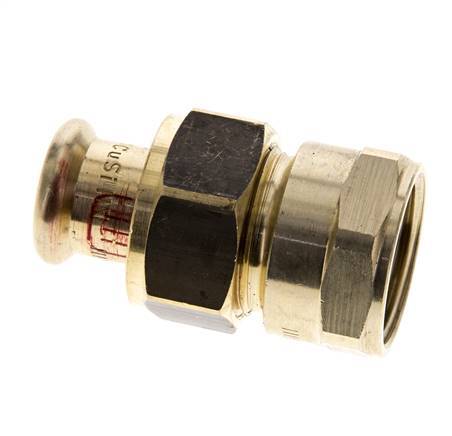 Raccord union à sertir - 15mm femelle & Rp 3/4'' femelle - Joint plat en alliage de cuivre