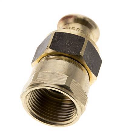 Raccord union à sertir - 15mm femelle & Rp 3/4'' femelle - Joint plat en alliage de cuivre