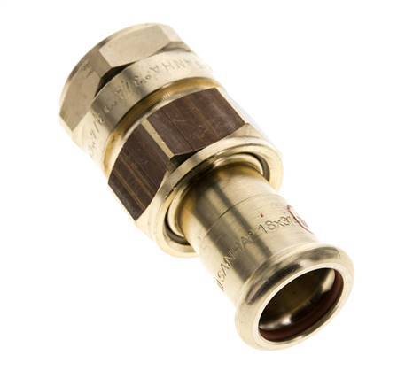 Raccord union à sertir - 18mm femelle & Rp 3/4'' femelle - Joint plat en alliage de cuivre