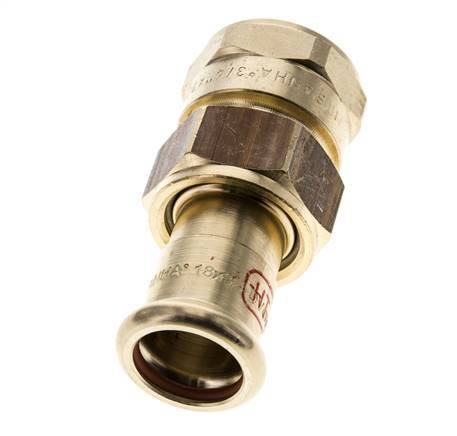Raccord union à sertir - 18mm femelle & Rp 3/4'' femelle - Joint plat en alliage de cuivre