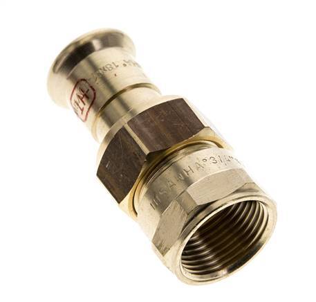 Raccord union à sertir - 18mm femelle & Rp 3/4'' femelle - Joint plat en alliage de cuivre