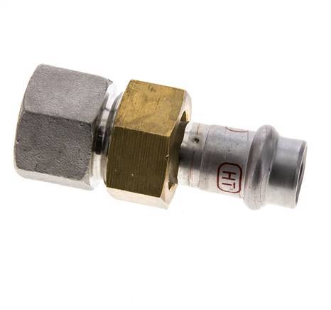 Raccord union à sertir - 15mm femelle & Rp 3/4'' femelle - Joint plat en acier inoxydable