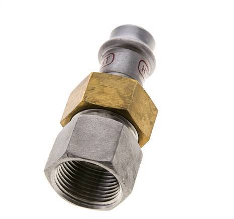 Raccord union à sertir - 15mm femelle & Rp 3/4'' femelle - Joint plat en acier inoxydable