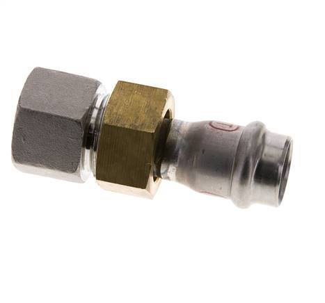 Raccord union à sertir - 18mm femelle & Rp 3/4'' femelle - Joint plat en acier inoxydable
