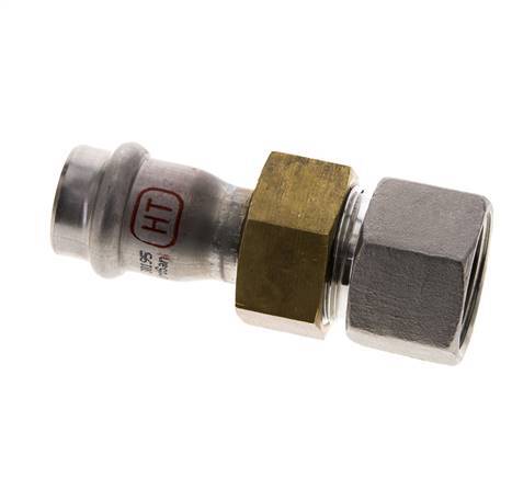 Raccord union à sertir - 18mm femelle & Rp 3/4'' femelle - Joint plat en acier inoxydable