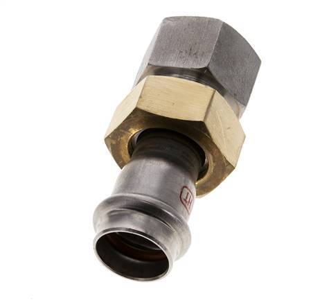 Raccord union à sertir - 22mm femelle & Rp 1'' femelle - Joint plat en acier inoxydable