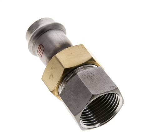 Raccord union à sertir - 22mm femelle & Rp 1'' femelle - Joint plat en acier inoxydable