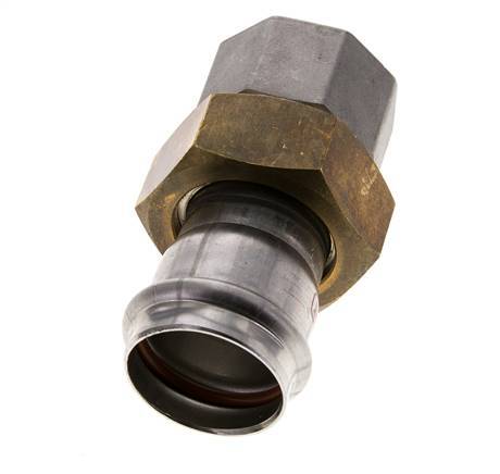 Raccord union à sertir - 35mm femelle & Rp 1-1/4'' femelle - Joint plat en acier inoxydable