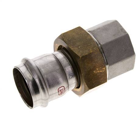 Raccord union à sertir - 35mm femelle & Rp 1-1/4'' femelle - Joint plat en acier inoxydable