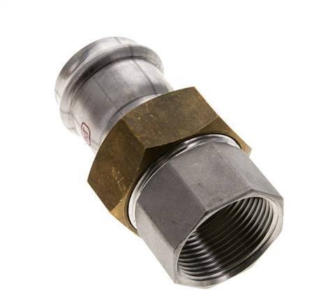 Raccord union à sertir - 35mm femelle & Rp 1-1/4'' femelle - Joint plat en acier inoxydable