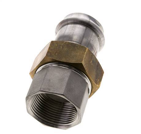Raccord union à sertir - 35mm femelle & Rp 1-1/4'' femelle - Joint plat en acier inoxydable