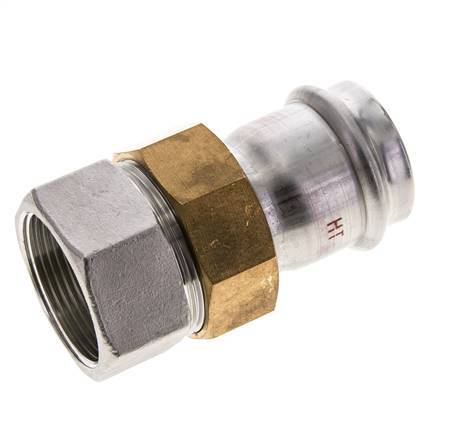 Union Press Fitting - 42mm Female & Rp 1-1/2'' Female - Stainless Steel Flat Sealing
