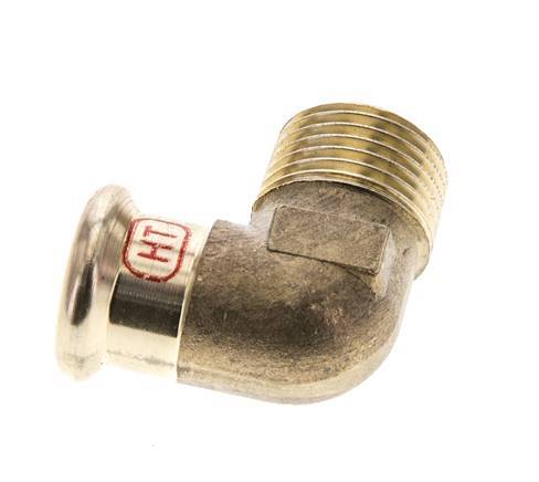 Raccord à sertir coude 90deg - 15mm Femelle & R 1/2'' Mâle - Alliage de cuivre
