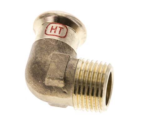 Raccord à sertir coude 90deg - 15mm Femelle & R 1/2'' Mâle - Alliage de cuivre