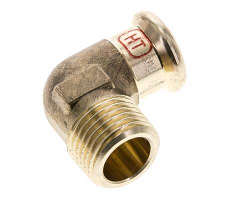 Raccord à sertir coude 90deg - 15mm Femelle & R 1/2'' Mâle - Alliage de cuivre