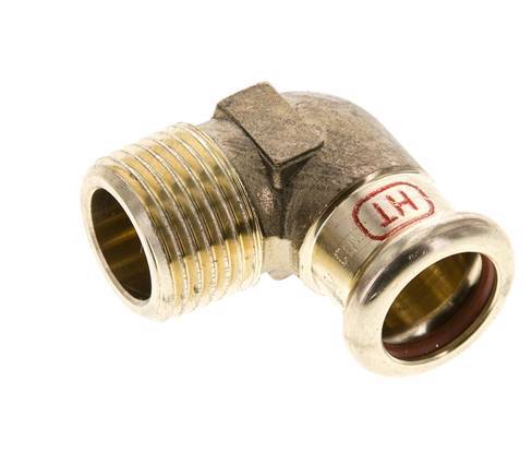 Raccord à sertir coude 90deg - 15mm Femelle & R 1/2'' Mâle - Alliage de cuivre