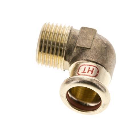 Raccord à sertir coude 90deg - 15mm Femelle & R 1/2'' Mâle - Alliage de cuivre