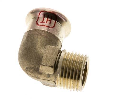Raccord à sertir coude 90deg - 18mm Femelle & R 1/2'' Mâle - Alliage de cuivre