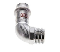 Raccord à sertir coude 90deg - 15mm Femelle & R 1/2'' Mâle - Acier inoxydable