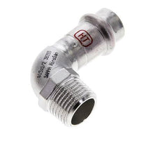 Raccord à sertir coude 90deg - 15mm Femelle & R 1/2'' Mâle - Acier inoxydable