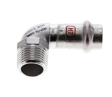 Raccord à sertir coude 90deg - 15mm Femelle & R 1/2'' Mâle - Acier inoxydable