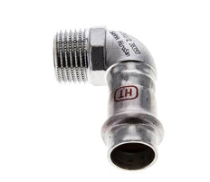 Raccord à sertir coude 90deg - 15mm Femelle & R 1/2'' Mâle - Acier inoxydable