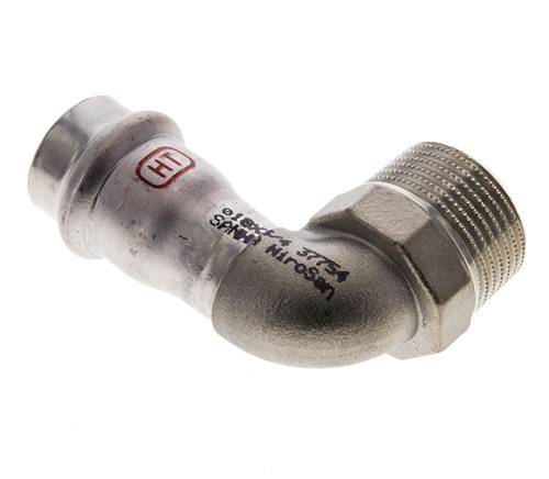 Raccord à sertir coude 90deg - 18mm Femelle & R 3/4'' Mâle - Acier inoxydable