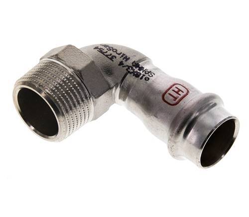 Raccord à sertir coude 90deg - 18mm Femelle & R 3/4'' Mâle - Acier inoxydable