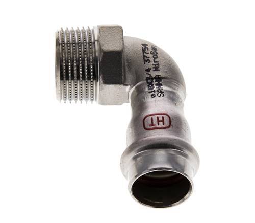 Raccord à sertir coude 90deg - 18mm Femelle & R 3/4'' Mâle - Acier inoxydable