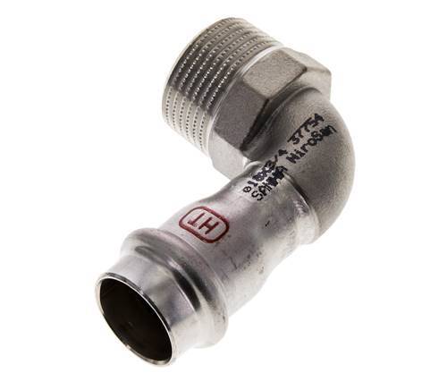Raccord à sertir coude 90deg - 18mm Femelle & R 3/4'' Mâle - Acier inoxydable