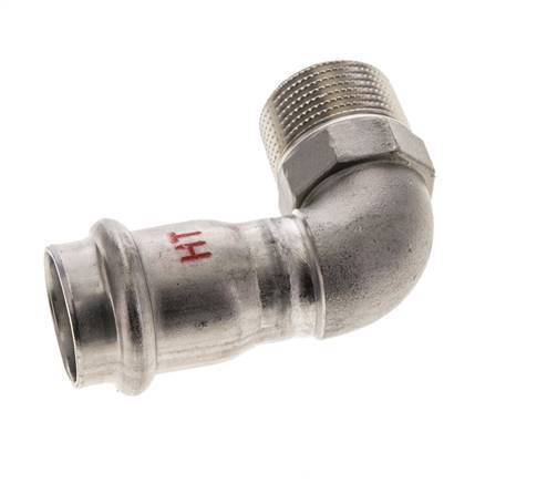 Raccord à sertir coude 90deg - 22mm Femelle & R 3/4'' Mâle - Acier inoxydable