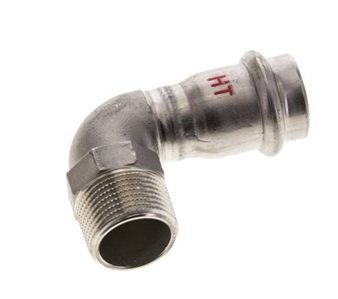 Raccord à sertir coude 90deg - 22mm Femelle & R 3/4'' Mâle - Acier inoxydable