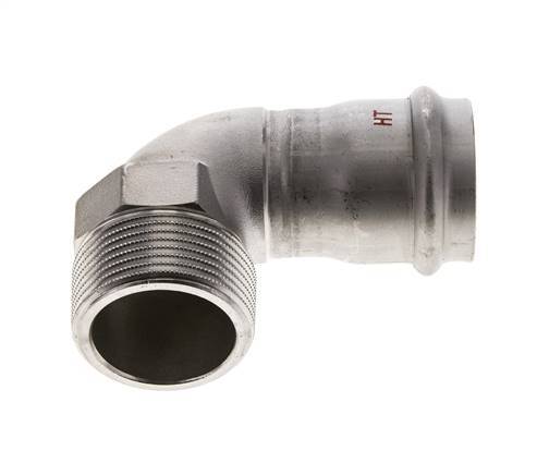 90deg Elbow Press Fitting - 35mm Female & R 1-1/4'' Male - Stainless Steel