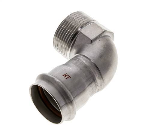 Raccord à sertir coude 90deg - 35mm Femelle & R 1-1/4'' Mâle - Acier inoxydable