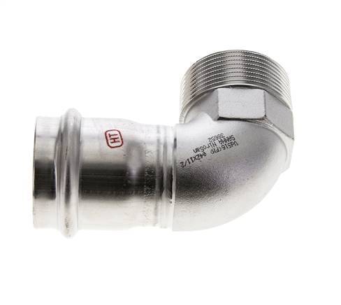 90deg Elbow Press Fitting - 42mm Female & R 1-1/2'' Male - Stainless Steel