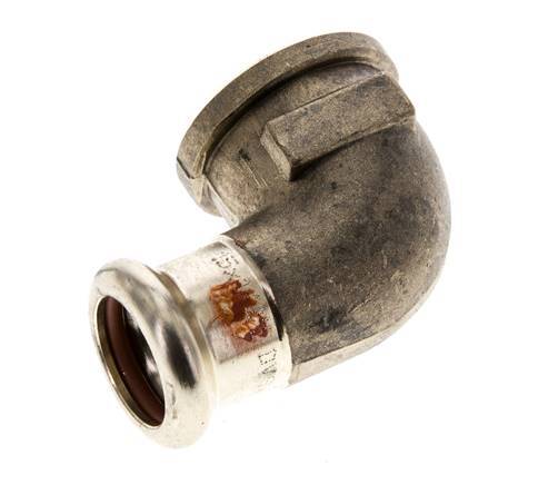 Raccord à sertir coude 90deg - 15mm Femelle & Rp 1/2'' Femelle - Alliage de cuivre