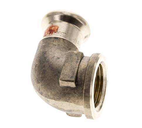 Raccord à sertir coude 90deg - 15mm Femelle & Rp 1/2'' Femelle - Alliage de cuivre