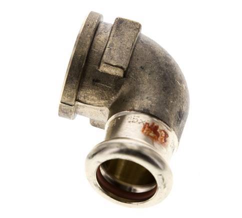 Raccord à sertir coude 90deg - 15mm Femelle & Rp 1/2'' Femelle - Alliage de cuivre