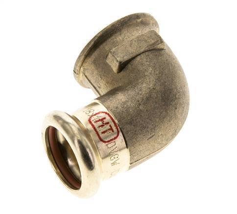 Raccord à sertir coude 90deg - 18mm Femelle & Rp 1/2'' Femelle - Alliage de cuivre