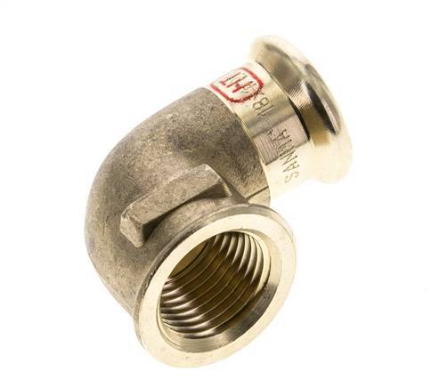 Raccord à sertir coude 90deg - 18mm Femelle & Rp 1/2'' Femelle - Alliage de cuivre