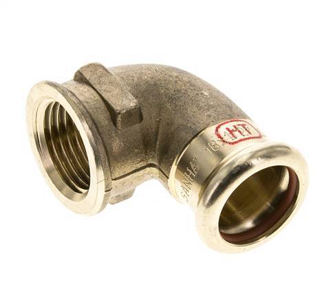 Raccord à sertir coude 90deg - 18mm Femelle & Rp 1/2'' Femelle - Alliage de cuivre