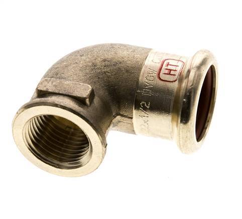 Raccord à sertir coude 90deg - 22mm Femelle & Rp 1/2'' Femelle - Alliage de cuivre
