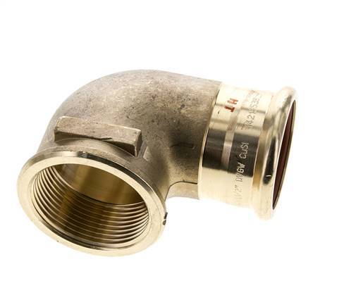 Raccord à sertir coude 90deg - 42mm Femelle & Rp 1-1/2'' Femelle - Alliage de cuivre
